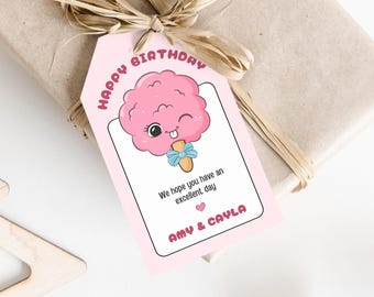 Cotton Candy Happy Birthday Gift Tag Template, Pink Celebration Favor Tag, Printable Party Gift Tags, Girls Birthday Labels, Baby Pink Tag