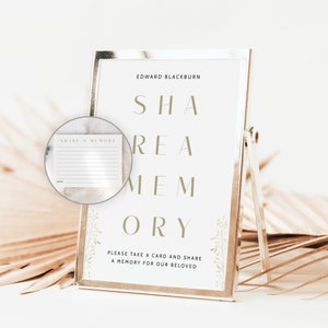 Simple Share A Memory Sign & Card Editable Template For Funeral, Guest Book Alternative, DIY Memory Box Filler, Celebration Of Life, #F51