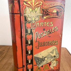 Tin box "Cartes Postales Illustrées" Switzerland 1900s