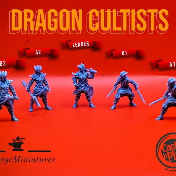 Dragon Cultist Miniature Single or 5 pack!!! | Premium 3D Resin Printed Fantasy Tabletop Miniatures