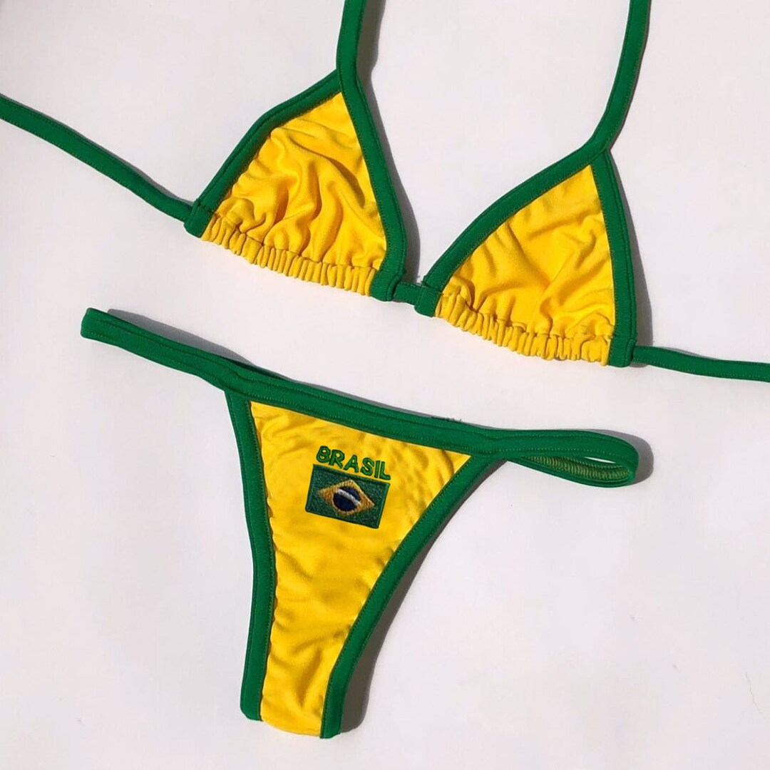 Yellow Old School Brazil Flag Bikini Brazilcore Brazil 2000s Etsy