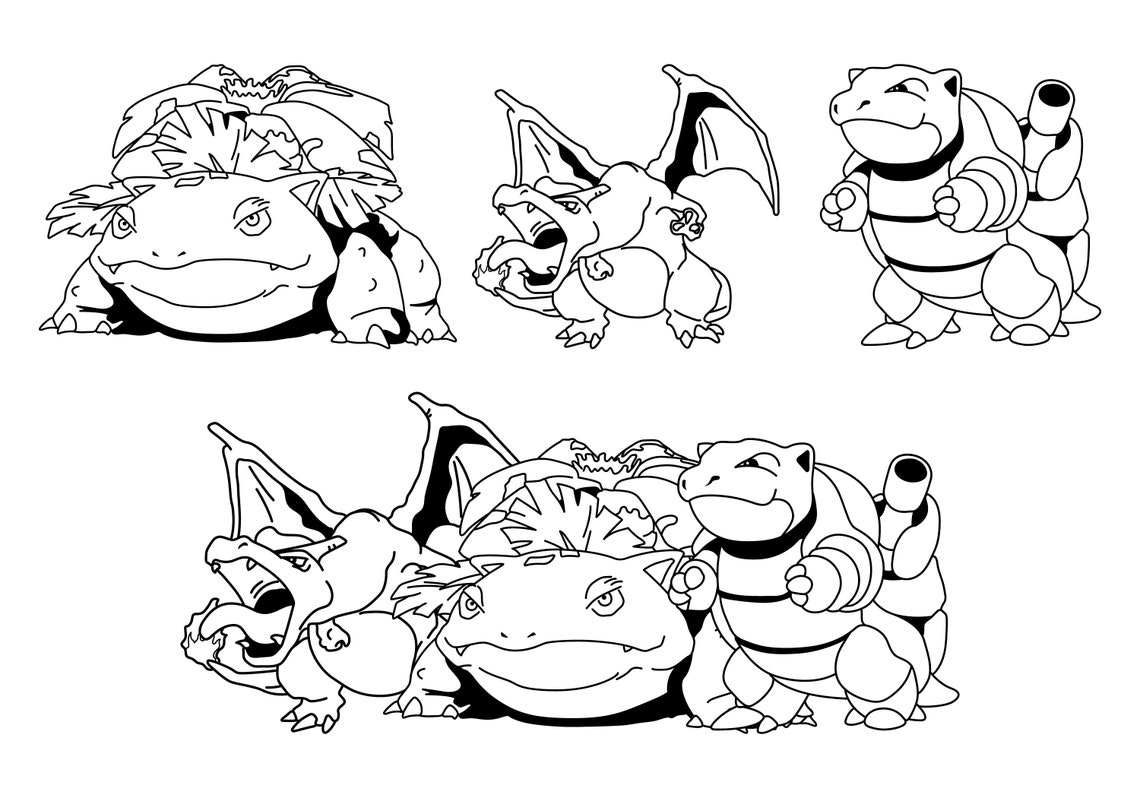 Pokemon Base Set Charizard, Blastoise & Venusaur SVG File Etsy