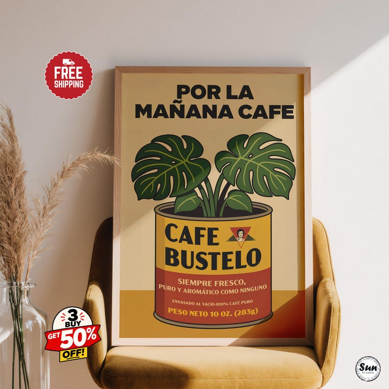 Bustelo Coffee Art, Bustelo Coffee Print, Por La Manana Cafe, Cafe Bustelo, Spanish Coffee, Cafe Bustelo Art image 8