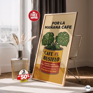 Bustelo Coffee Art, Bustelo Coffee Print, Por La Manana Cafe, Cafe Bustelo, Spanish Coffee, Cafe Bustelo Art image 6