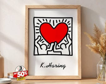 Keith Haring Poster, Exhibition Poster, Gallery Wall Set, Pop Art Home Decor, Digital Download, Pop Art Print, Keith Haring Set of 6 Prints