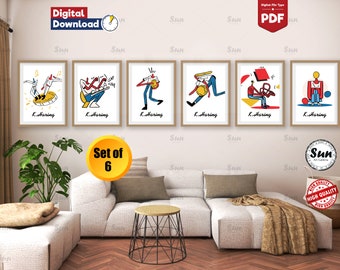 Keith Haring Set of 6, Exhibition Poster, Keith Haring Poster, Gallery Wall Set, Pop Art Home Decor, Digital, Museum Poster, Pop Art Print