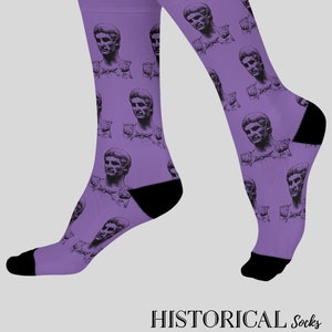 Augustus Emperor Socks Roman Emperor Socks Pax Romana Roman Empire Socks Purple Socks Cool Socks Unisex Socks Novelty Socks Unique Socks