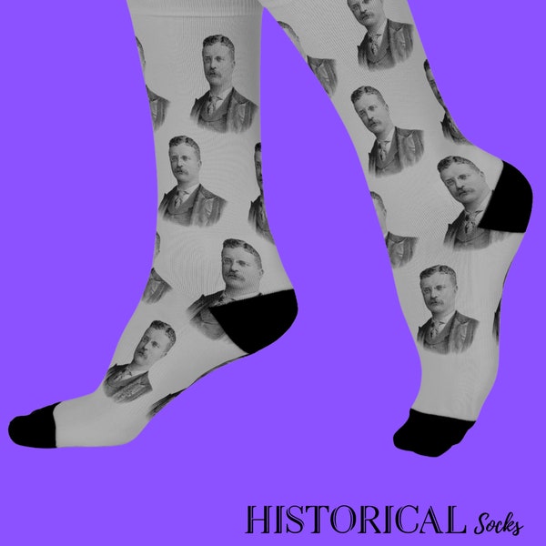 Theodore Roosevelt Gift Teddy Roosevelt American President Gift Political History Historical American Patriotic Gift Gray Socks