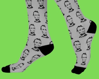 Abraham Lincoln Socks President Gray Socks Abe American Civil War 16th President Made in USA Military Gift For Retirement