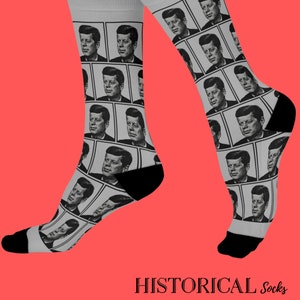 John F Kennedy President United States Grey Socks JFK History Buff American History John F Kennedy Gift Made in USA