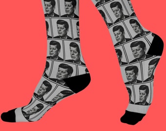 John F Kennedy President United States Grey Socks JFK History Buff American History John F Kennedy Gift Made in USA