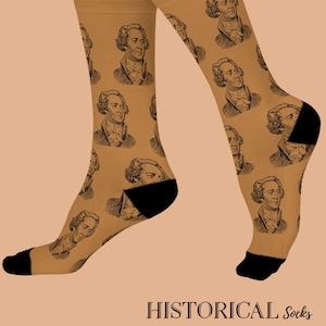 Alexander Hamilton Socks Constitution Made in USA American History Colorful Socks American Revolutionary War Novelty Socks Brown Socks