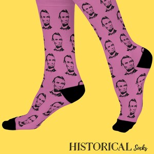Abraham Lincoln Socks President Pink Socks Abe American Civil War President Gifts Made in USA History Buff