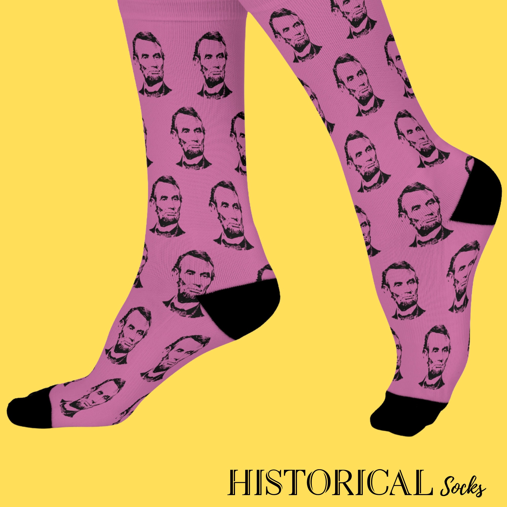 Abraham Lincoln Socks President Pink Socks Abe American Civil War President Gifts Made in USA History Buff