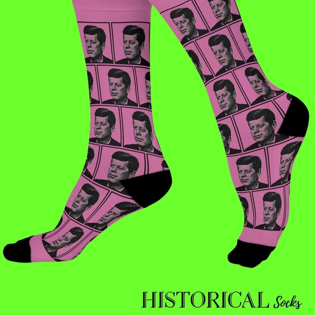 John F Kennedy Socks JFK Gift President United States Pink Socks