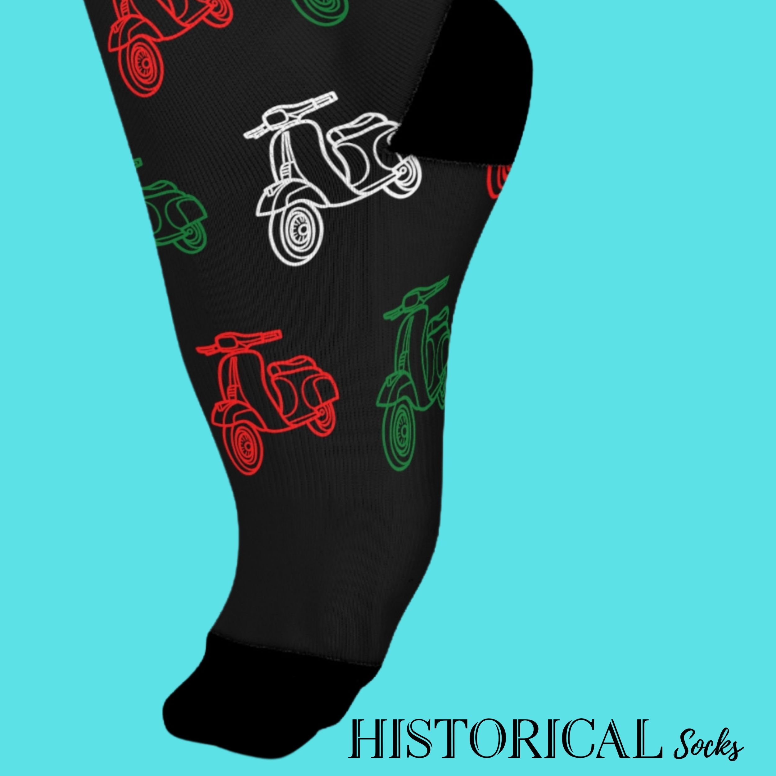 Vespa, Scooter, Vespa Socks, Scooter Socks, Vespa Gifts, Scooter Gifts, Italian Flag, Italian