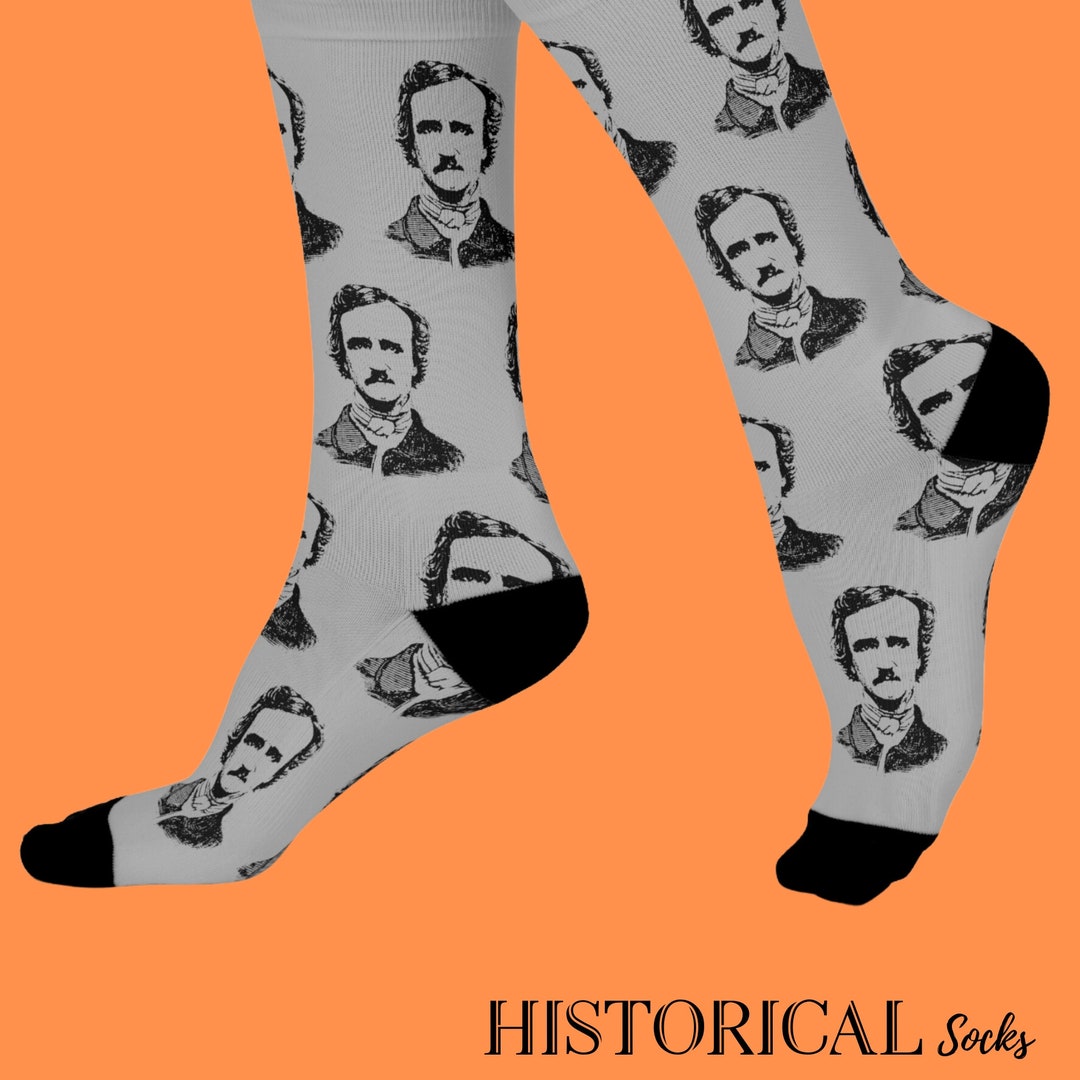 Edgar Allan Poe Socks Book Lover Gift Bibliophile Author Gift Bookish
