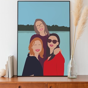 Ilustración personalizada, retrato sin rostro, dibujo a partir de una foto, regalo amigos, ilustración amigos, regalo original