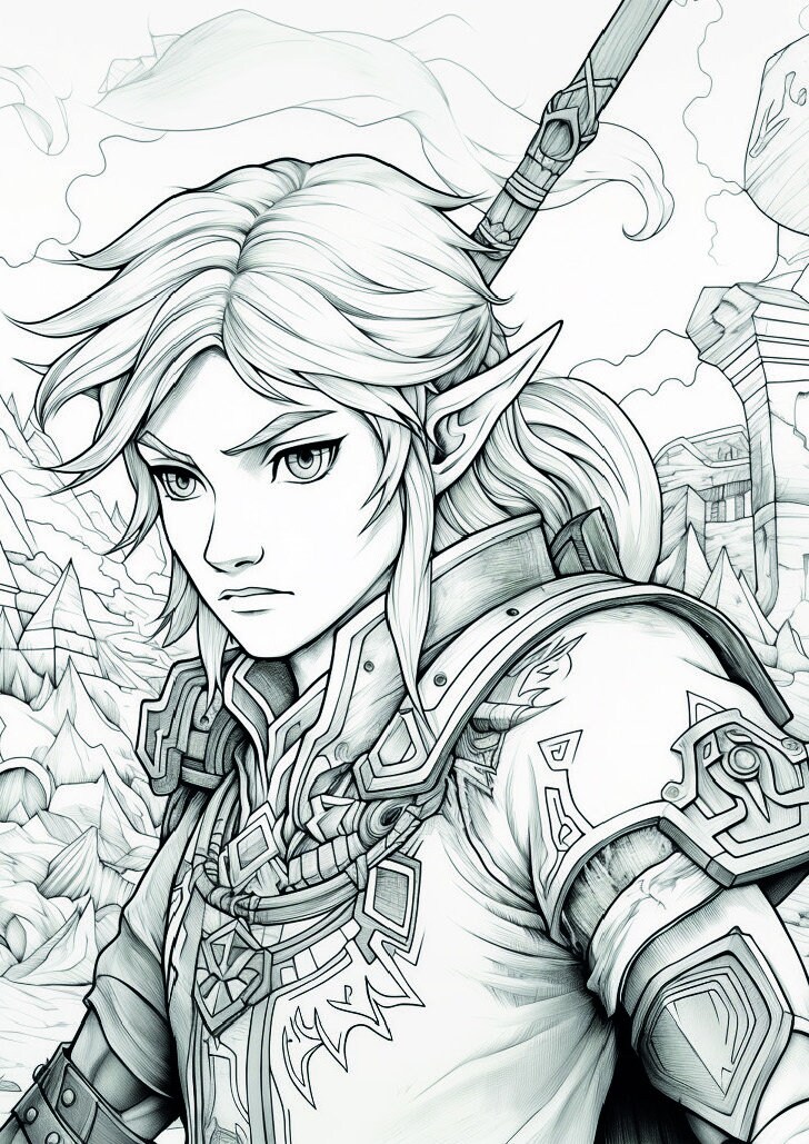 5 World of Zelda Coloring Pages, Zelda, Link, Coloring Book, Coloring