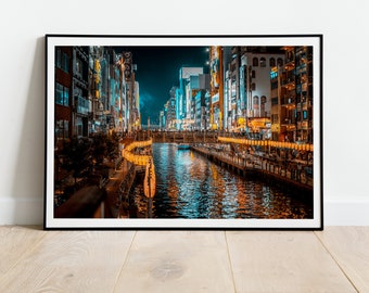 Foto Japón, Foto Osaka, Osaka, Dotombori, Ciudad, Cartel, Marco, Decoración, Fotografía, Fotografía, Para imprimir