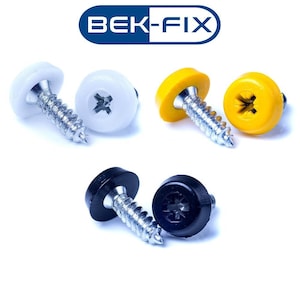 May include: Assortment of screw-in plastic caps in white, yellow, and black. Each cap has a cross-shaped screw head and a flat base.