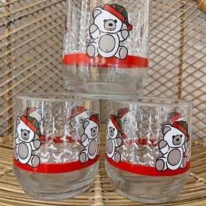 Vintage Christmas Bear Glasses