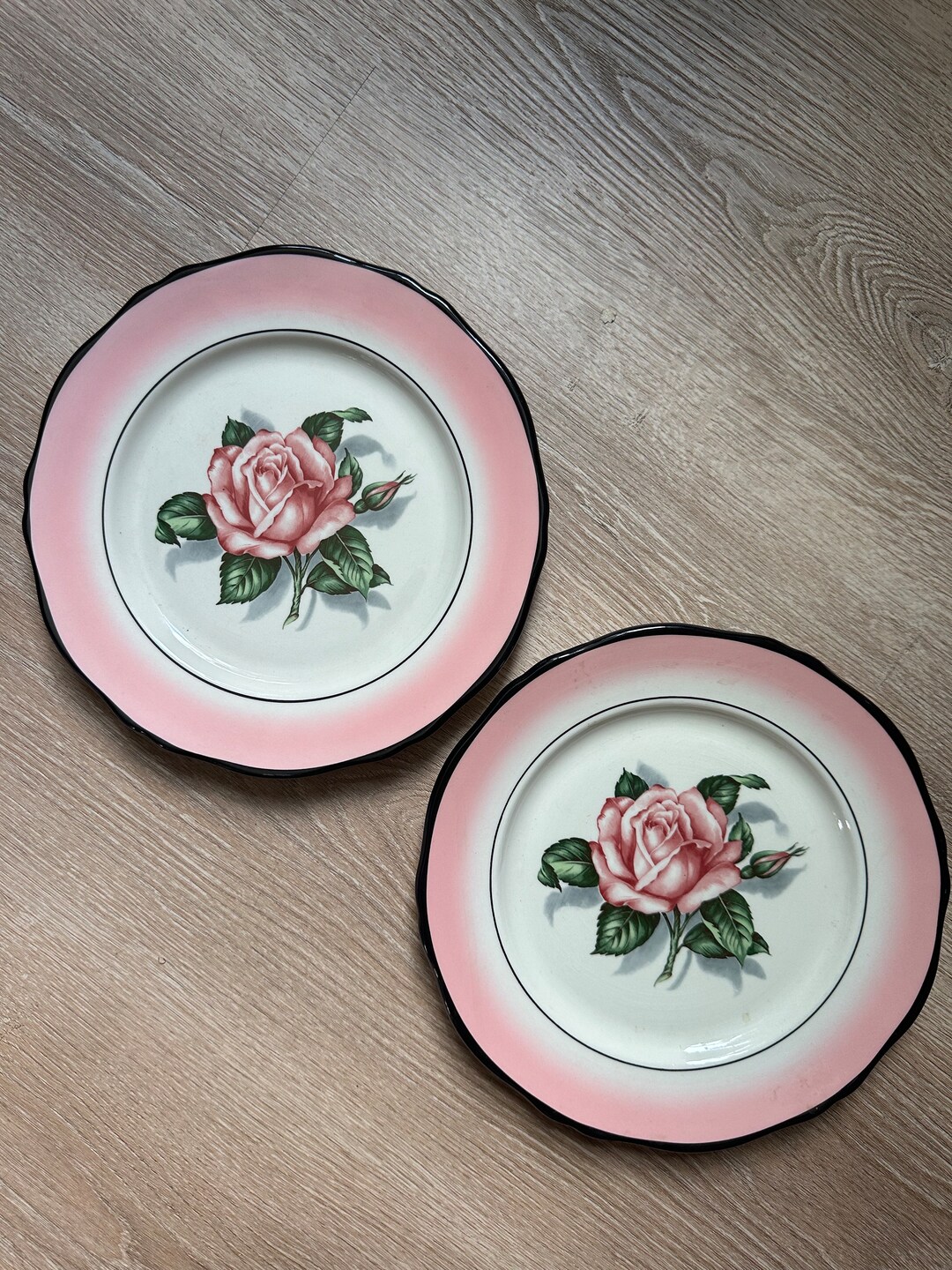 Vintage Rose Plates - Etsy