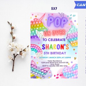 Pop It Birthday Invitation, Pop It Invitation, Kids Birthday Invitation