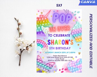 Pop It Birthday Invitation, Pop It Invitation, Kids Birthday Invitation