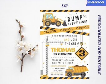 Construction Birthday Invitation, Construction Invitation, Kids Birthday Invitation