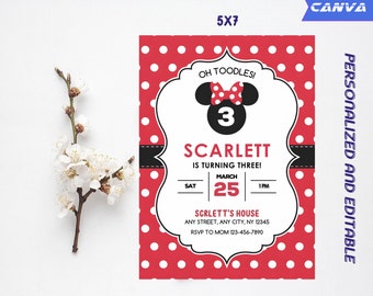 Uitnodiging voor feest van de verjaardag van Minnie Mouse