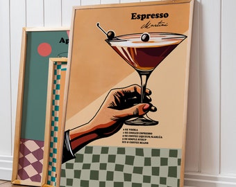 Espresso Martini Print - Dining Wall Art Cocktail Poster Kitchen Art Print Negroni Poster Retro Espresso Martini Housewarming Gift for her