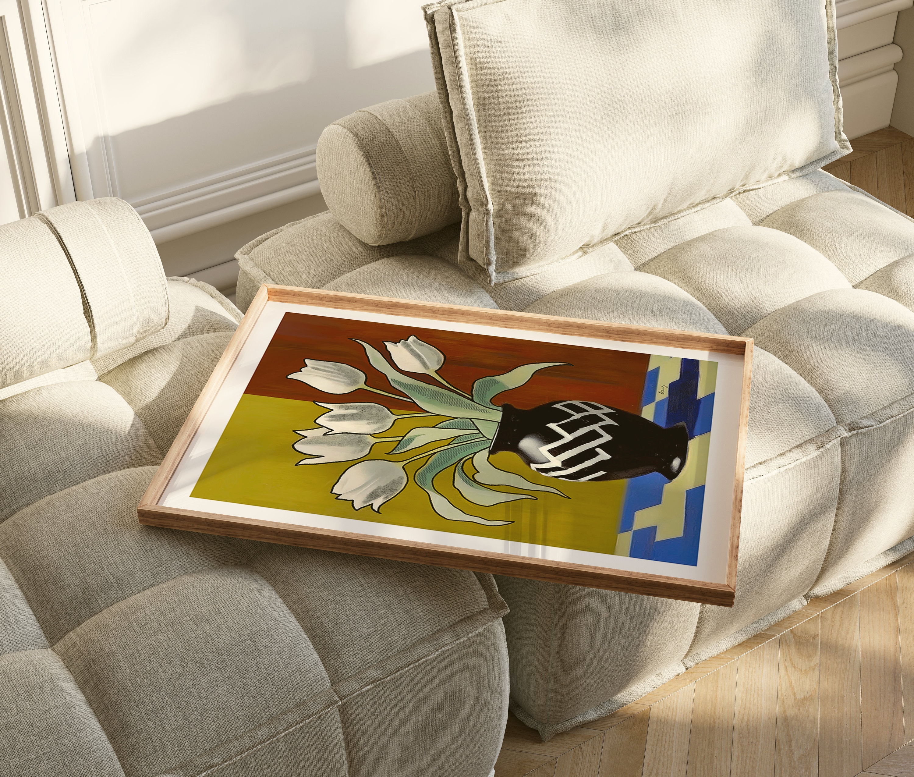 Tulip Art Print - White Tulips Poster for Bedrooms Living Room Wall Art ...