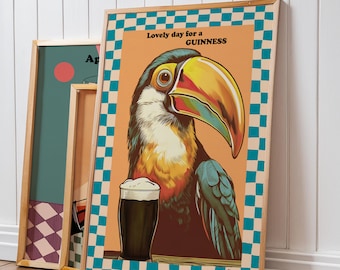 Lovely Day For A Guinness Print - Dining Wall Art Kitchen Modern Guinness Poster Toucan Print Quirky Housewarming Gift for Him