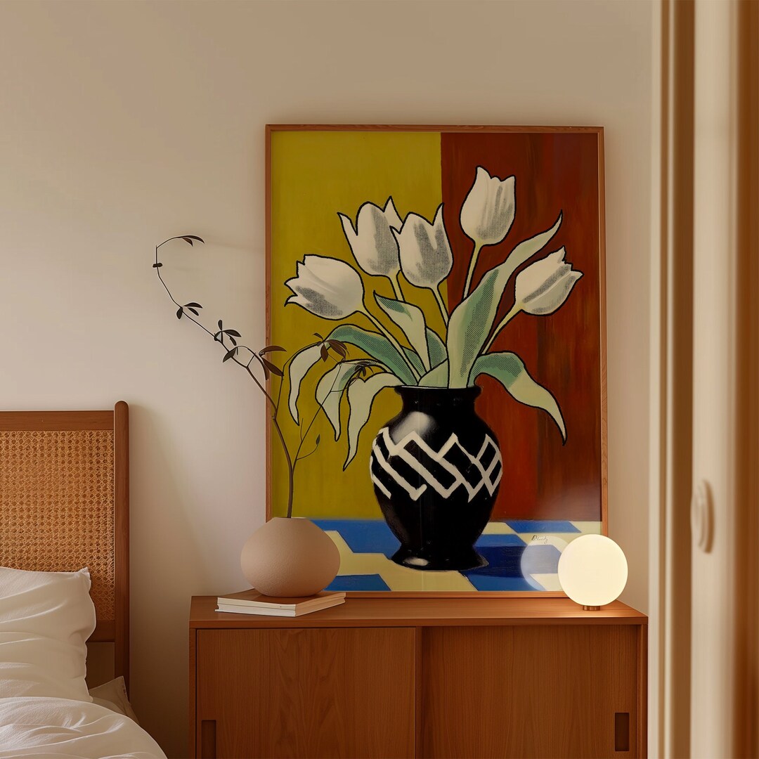Tulip Art Print - White Tulips Poster for Bedrooms Living Room Wall Art ...