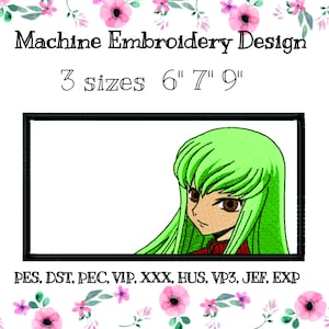 Machine embroidery design Anime green hair