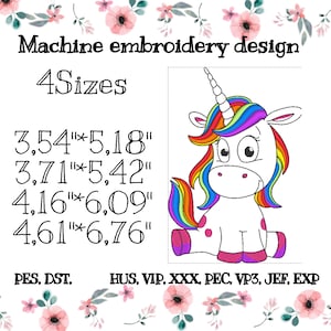Machine embroidery design Cute unicorn
