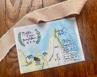 Invitación o mapa de eventos de acuarela personalizada