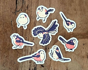 Long-tailed tit Matte Sticker Set