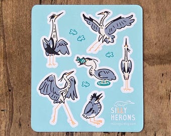 Silly Herons Paper Sticker Sheet