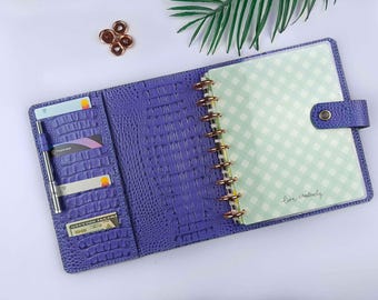 Leather Happy Planner Cover: Personalized Discbound Planner Binder