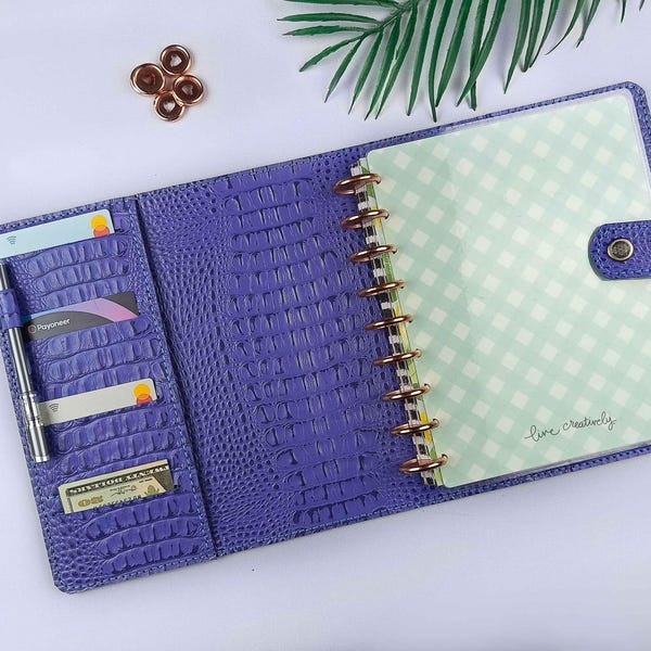 Leather Happy Planner Cover: Personalized Discbound Planner Binder
