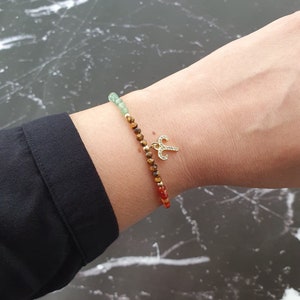 Aries - Gemstone Charm Bracelet - Gold Filled-Gift For Wife,Gift For Her,Healing Bracelet,Mum Gift,Zodiac Bracelet,Astrology Bracelet,Zodiac