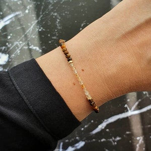 Solar Plexus Chakra (Manipura) Gemstone Bracelet - 14K Gold Filled - Citrine/Tigers Eye/Pyrite-Healing,Spiritual Gift,Yoga Lover Gift,Reiki