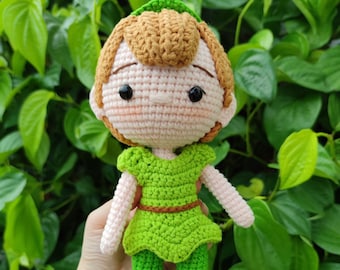 Crochet Peter Pan and Tinker Bell Doll, Handmade Fairy Tale Gift
