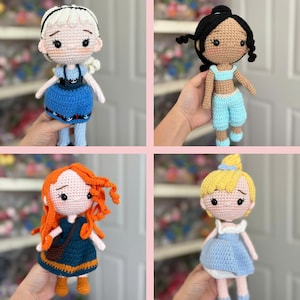 Bambola principessa all'uncinetto, bambola principessa, regalo di Natale per bambola all'uncinetto, regalo principessa per bambine, bambola fatta a mano, bambola Biancaneve, bambola Moana immagine 4