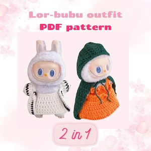 Crochet mini cardigan PDF PATTERN, crochet cardigan pattern, Pattern for crochet dress and cape for 6&#39;&#39; keychain, crochet Labub outfit