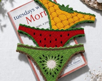 Personalized Crochet Bikini Bookmark, Handmade Book Thong, Fruit Bookini Gift for Readers