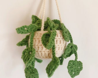 Colgador de plantas de ganchillo para coche, decoración de pothos o monstera, regalo para mamá