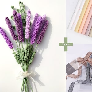 Birthday gift for mom, crochet lavender for home decoration, crochet eucalyptus leaf, handmade flower, mom gifts, crochet bouquet